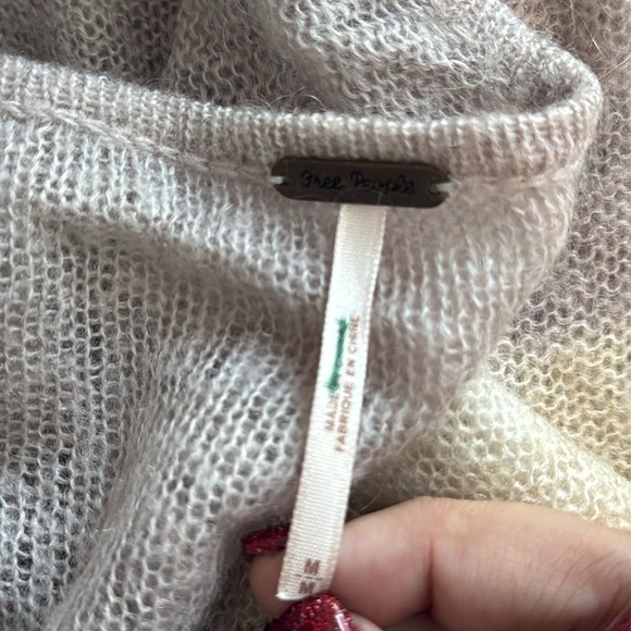 Free People pastel stripe long sleeve sweater medium boho violet cream Softgirl - Picture 10 of 11